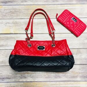 Nine West Purse Wallet Bundle Red Black Quilted